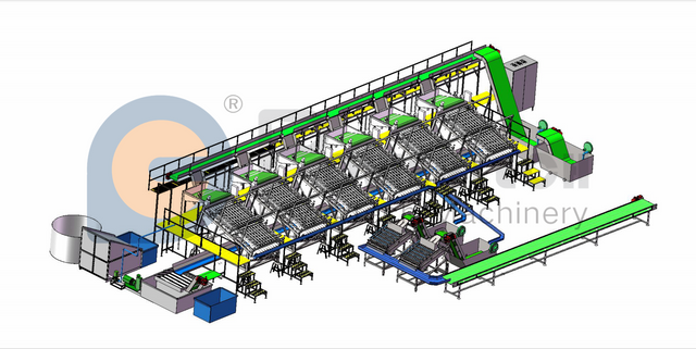 Línea de producción automática flexible de pelado de camarones de alta capacidad
